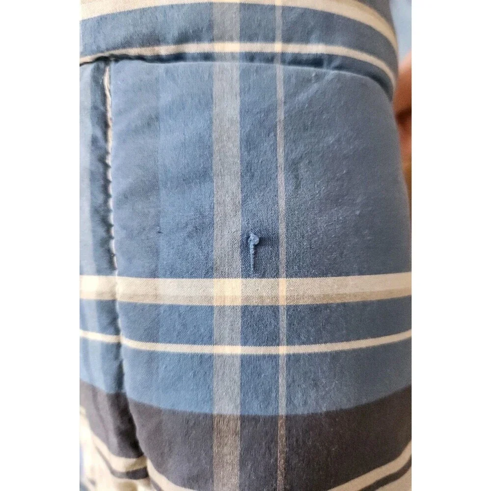 Vintage LL Bean Plaid Comforter Bedding Blanket 107x96 Inches King size Flaws Se